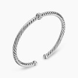 Cable Flex Station Bracelet Sterling Silver with Diamonds, 4mm