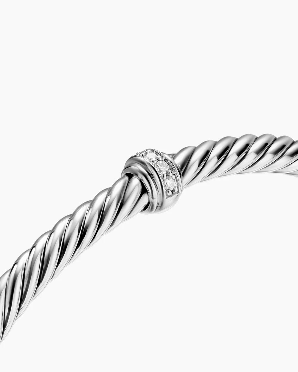 CABLE FLEX® STATION BRACELET Sterling Silver with Diamonds, 4mm