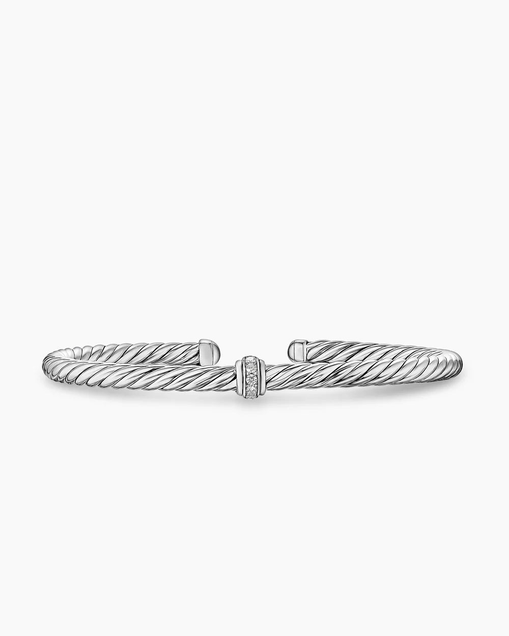 CABLE FLEX® STATION BRACELET Sterling Silver with Diamonds, 4mm