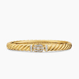 Sculpted Cable Buckle Bracelet 18K Yellow Gold with Diamonds, 6.2mm