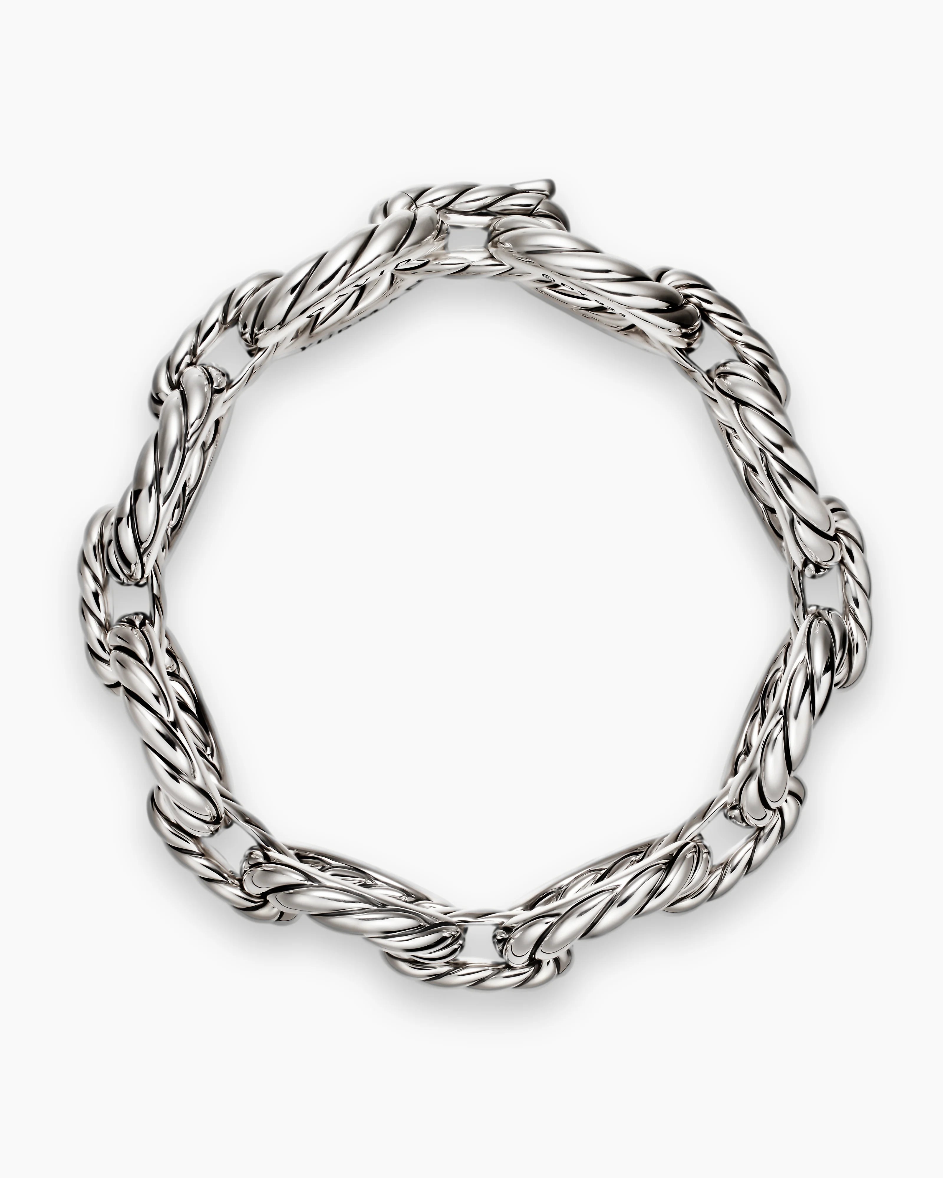 Sculpted Cable Oval Link Bracelet Sterling Silver, 18mm