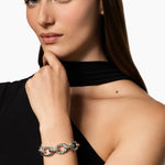 Sculpted Cable Oval Link Bracelet Sterling Silver, 18mm