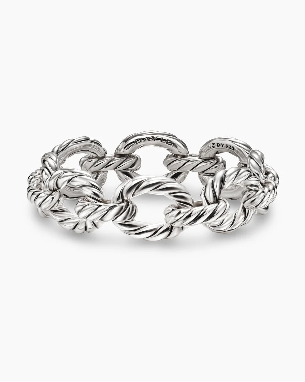 Sculpted Cable Oval Link Bracelet Sterling Silver, 18mm