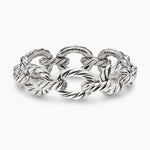Sculpted Cable Oval Link Bracelet Sterling Silver, 18mm