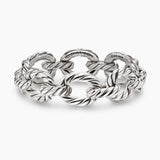 Sculpted Cable Oval Link Bracelet Sterling Silver, 18mm