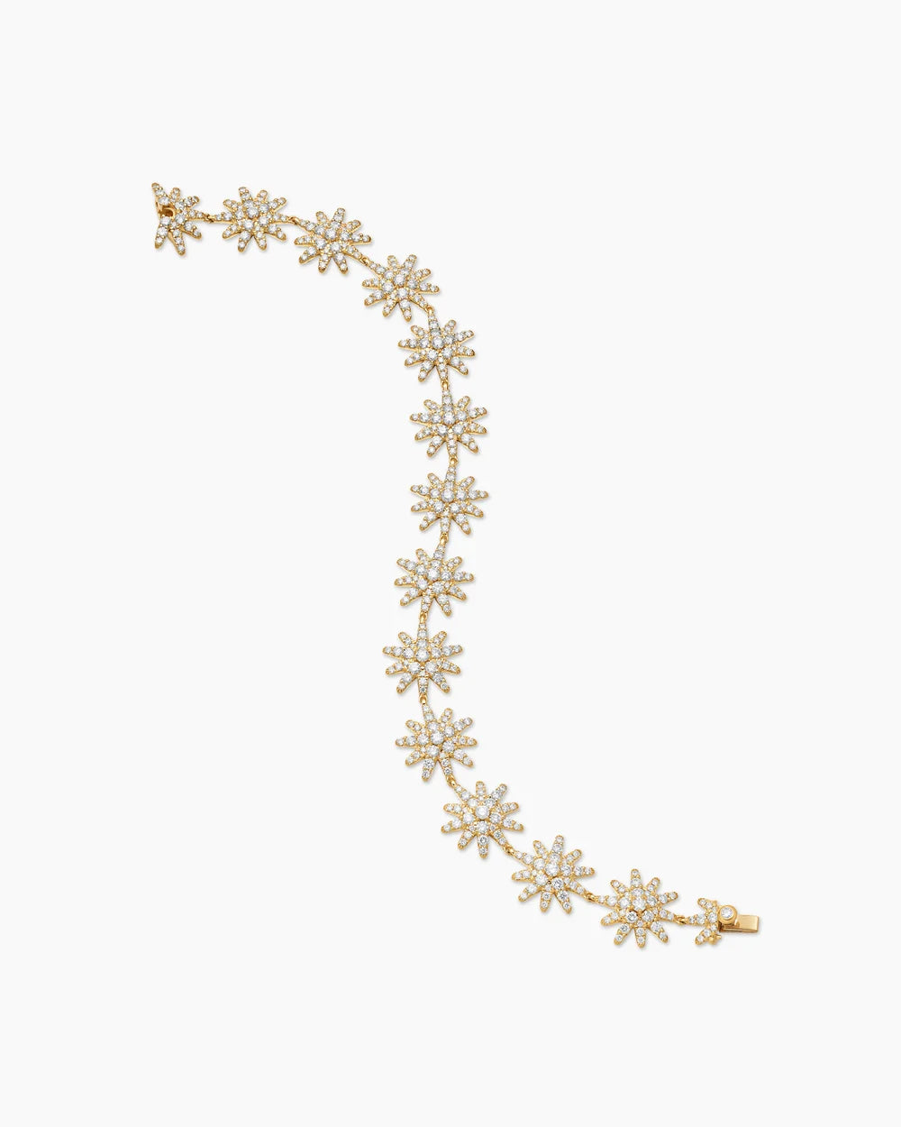 Starburst Pavé Tennis Bracelet 18K Yellow Gold with Diamonds, 12.3mm
