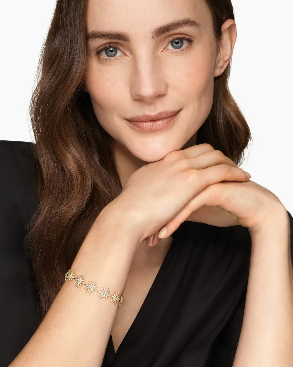 Starburst Pavé Tennis Bracelet 18K Yellow Gold with Diamonds, 12.3mm