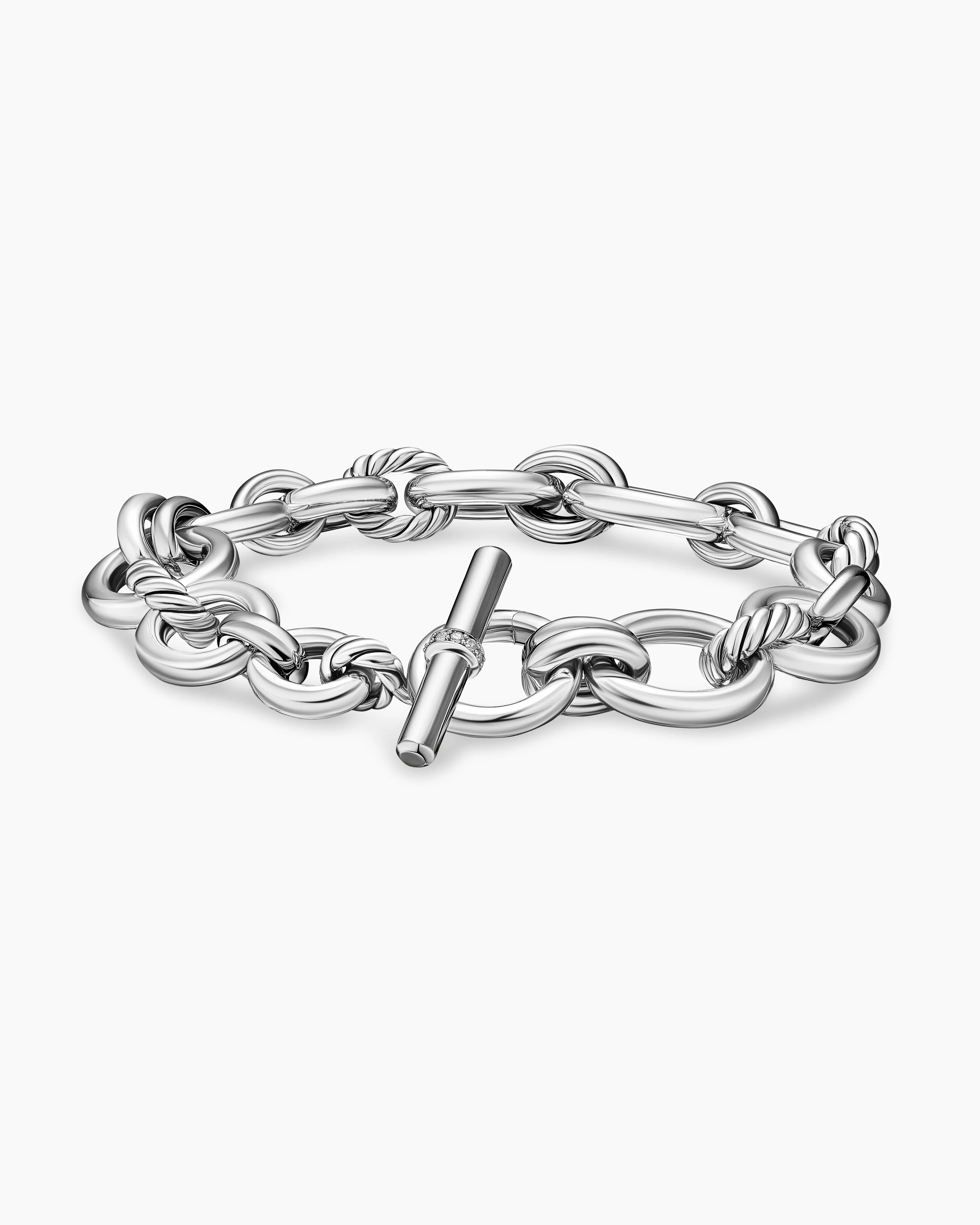 DY Mercer® Chain Bracelet Sterling Silver with Diamonds, 8mm