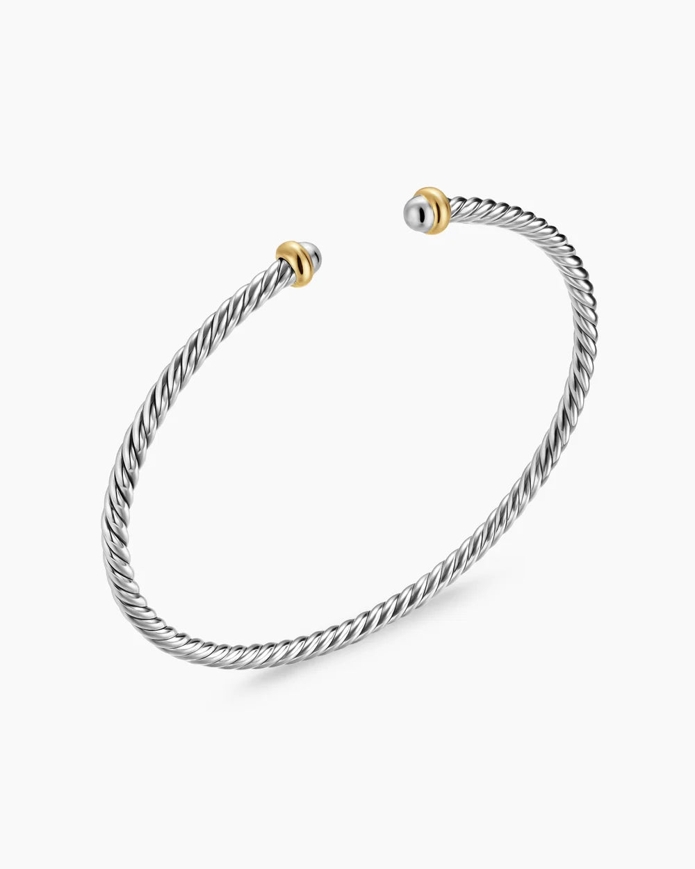 Micro Cable Flex® Bracelet Sterling Silver with 14K Yellow Gold, 2.6mm