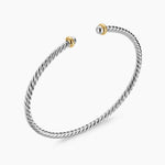 Micro Cable Flex® Bracelet Sterling Silver with 14K Yellow Gold, 2.6mm