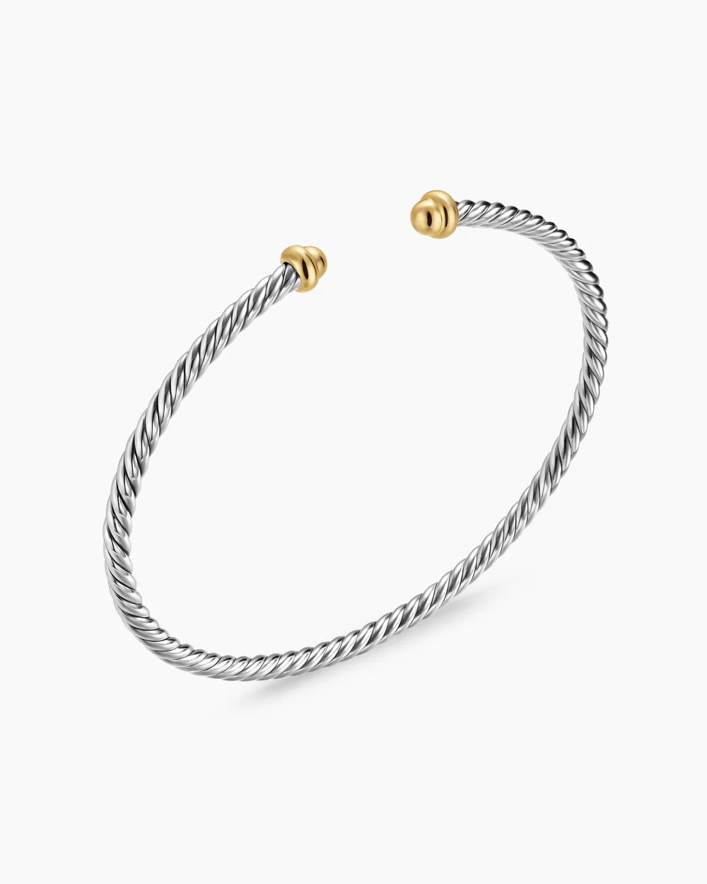 Micro Cable Flex® Bracelet Sterling Silver with 14K Yellow Gold, 2.6mm