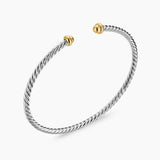 Micro Cable Flex® Bracelet Sterling Silver with 14K Yellow Gold, 2.6mm