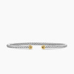 Micro Cable Flex® Bracelet Sterling Silver with 14K Yellow Gold, 2.6mm