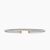 Micro Cable Flex® Bracelet Sterling Silver with 14K Yellow Gold, 2.6mm