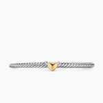 Micro Cable Flex® Heart Station Bracelet Sterling Silver with 14K Yellow Gold, 2.6mm