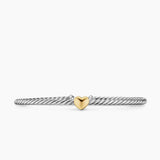 Micro Cable Flex® Heart Station Bracelet Sterling Silver with 14K Yellow Gold, 2.6mm