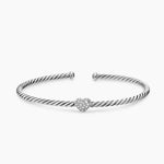 MICRO CABLE FLEX® HEART STATION BRACELET Sterling Silver with Diamonds, 2.6mm