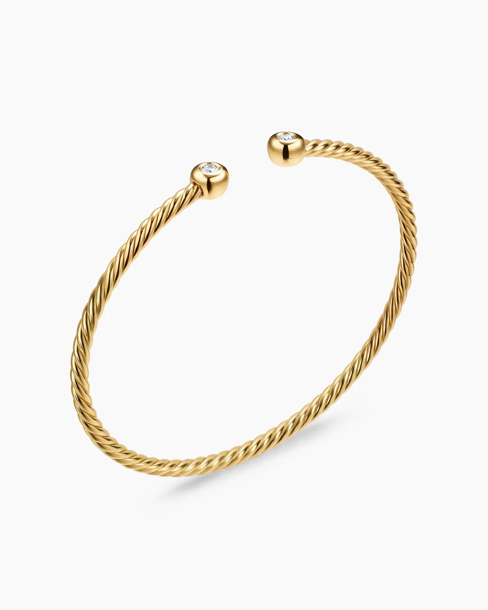 MICRO CABLESPIRA® FLEX ROUND BRACELET 18K Yellow Gold with Diamonds, 2.6mm