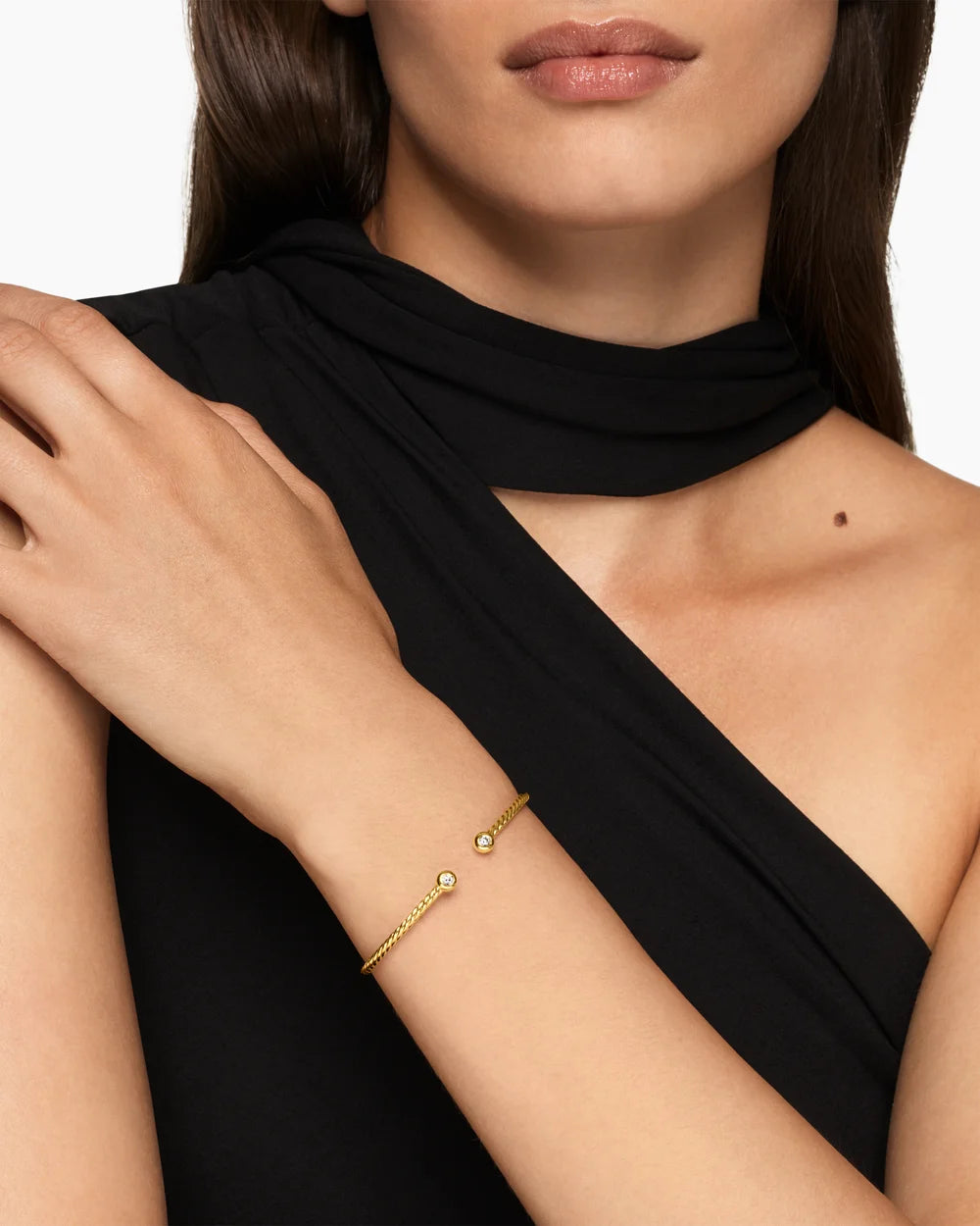 MICRO CABLESPIRA® FLEX ROUND BRACELET 18K Yellow Gold with Diamonds, 2.6mm