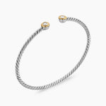 MICRO CABLE FLEX® ROUND BRACELET Sterling Silver with 14K Yellow Gold and Diamonds, 2.6mm