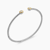 MICRO CABLE FLEX® ROUND BRACELET Sterling Silver with 14K Yellow Gold and Diamonds, 2.6mm
