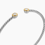 MICRO CABLE FLEX® ROUND BRACELET Sterling Silver with 14K Yellow Gold and Diamonds, 2.6mm