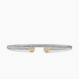 Micro Cable Flex® Round Bracelet Sterling Silver with 14K Yellow Gold and Diamonds, 2.6mm