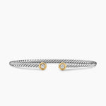 MICRO CABLE FLEX® ROUND BRACELET Sterling Silver with 14K Yellow Gold and Diamonds, 2.6mm