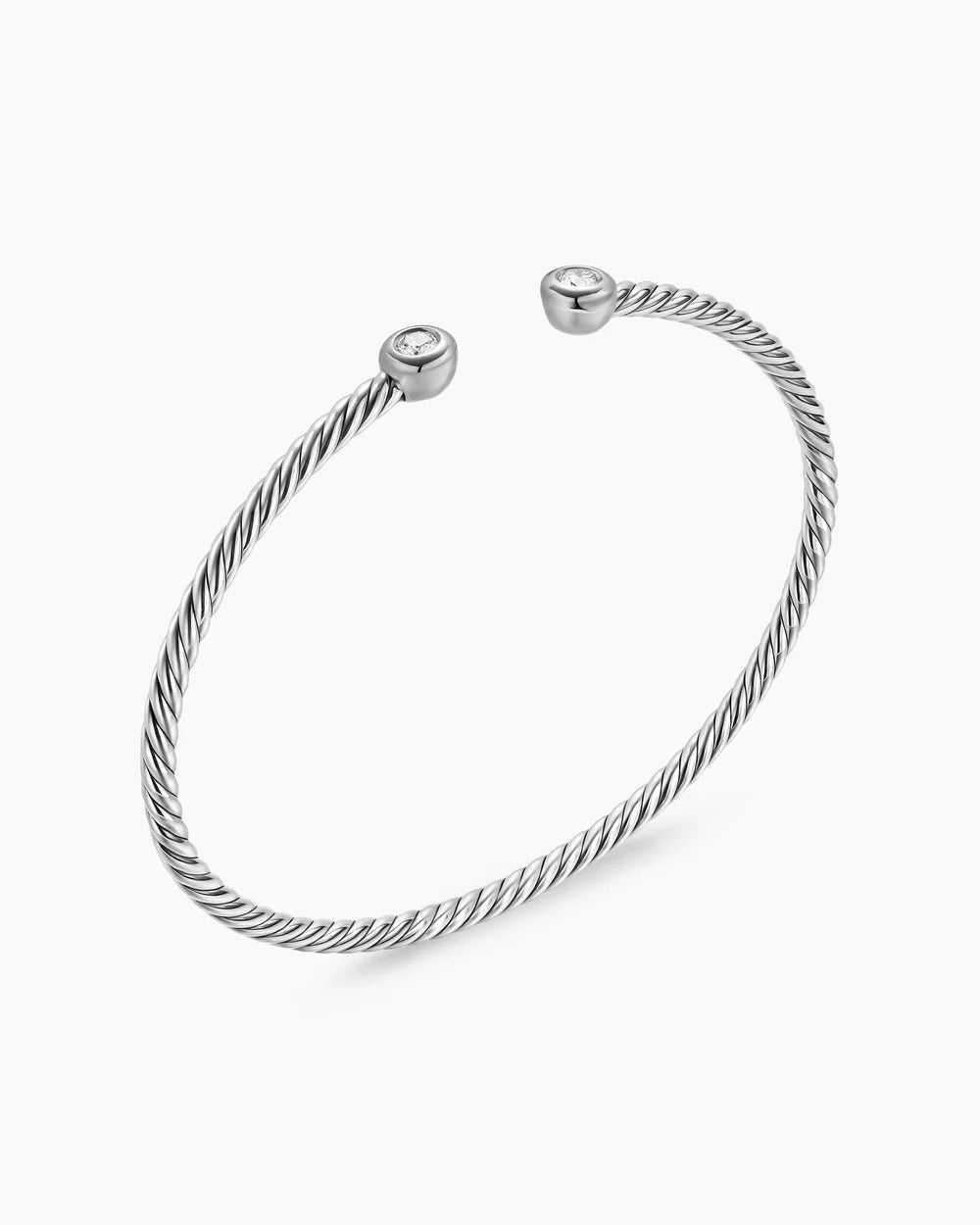 Micro Cable Flex® Round Bracelet Sterling Silver with Diamonds, 2.6mm