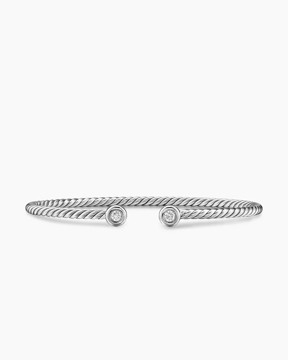 Micro Cable Flex® Round Bracelet Sterling Silver with Diamonds, 2.6mm
