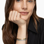 DY MERCER® THREE ROW CUFF BRACELET Sterling Silver with 18K Yellow Gold and Diamonds, 10.4mm