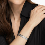 DY MERCER® THREE ROW CUFF BRACELET Sterling Silver with Diamonds, 10.4mm