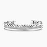 DY MERCER® THREE ROW CUFF BRACELET Sterling Silver with Diamonds, 10.4mm