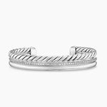 DY MERCER® THREE ROW CUFF BRACELET Sterling Silver with Diamonds, 10.4mm
