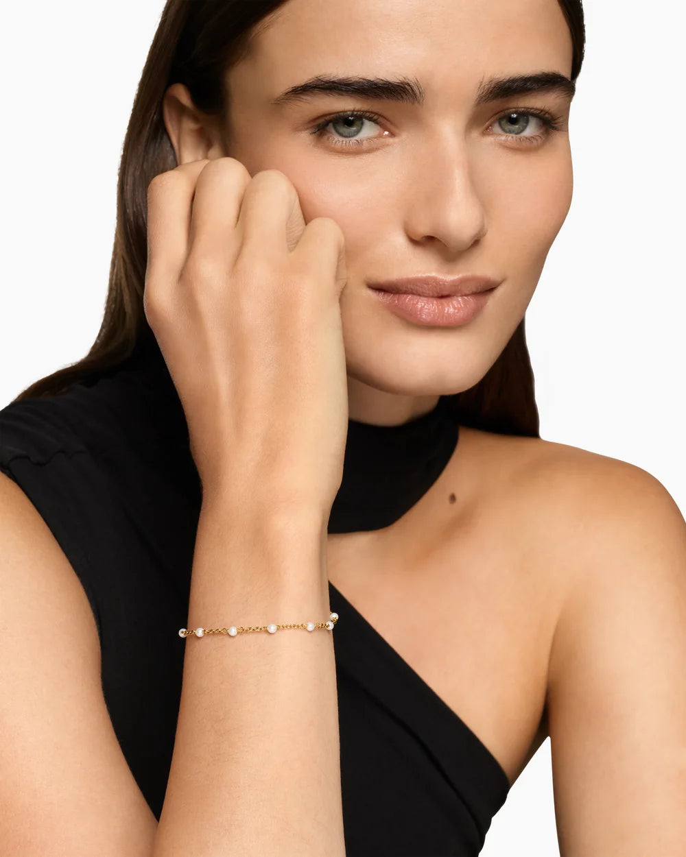 PEARL CLASSICS STATION BRACELET 18K Yellow Gold, 3.5mm