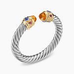 Renaissance® Cable Flex® Bracelet Sterling Silver with 14K Yellow Gold, Madeira Citrine, Tanzanite and Rhodolite Garnet, 9mm