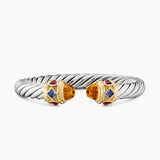 Renaissance® Cable Flex® Bracelet Sterling Silver with 14K Yellow Gold, Madeira Citrine, Tanzanite and Rhodolite Garnet, 9mm