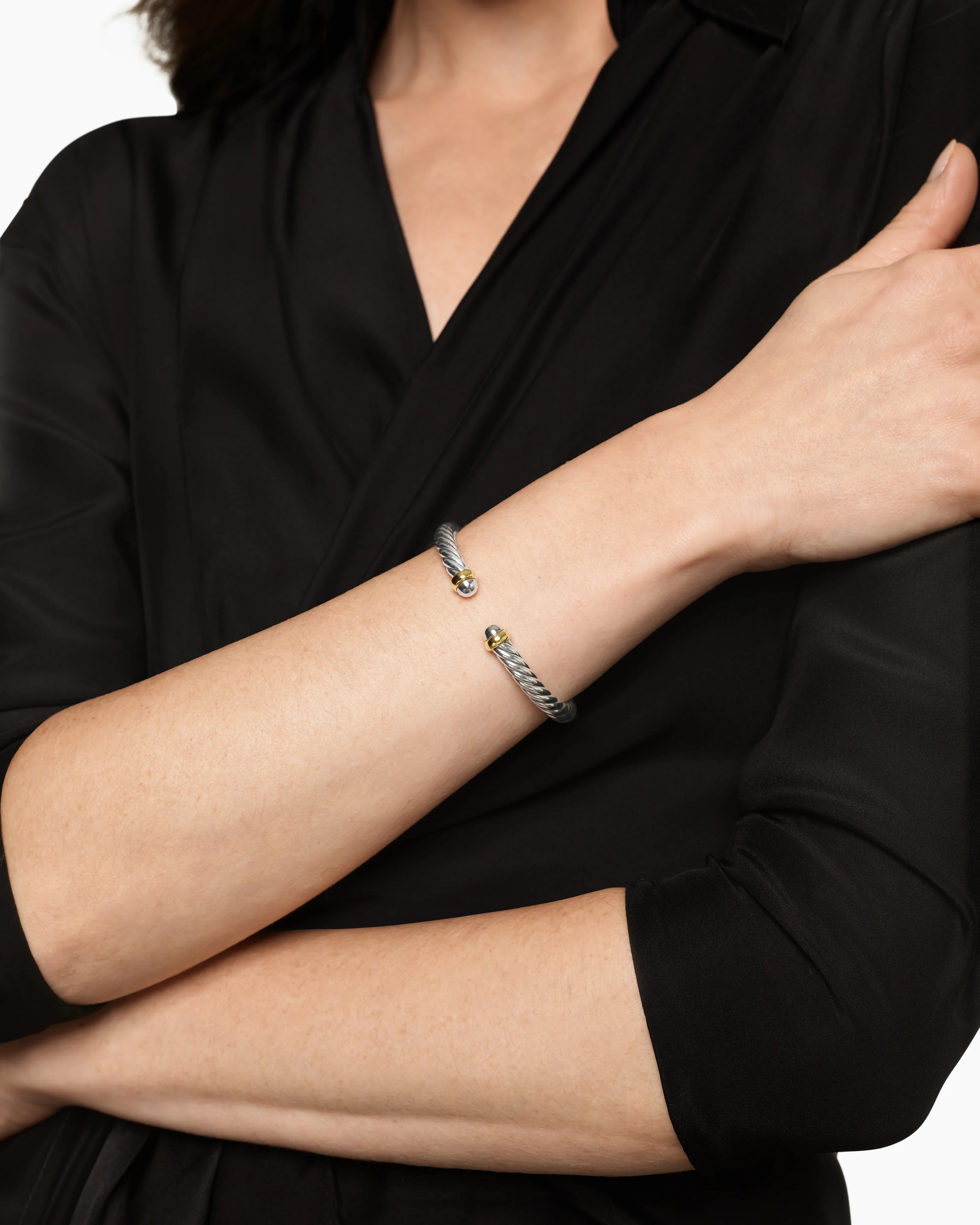 CABLE FLEX® BRACELET Sterling Silver with 14K Yellow Gold, 6mm