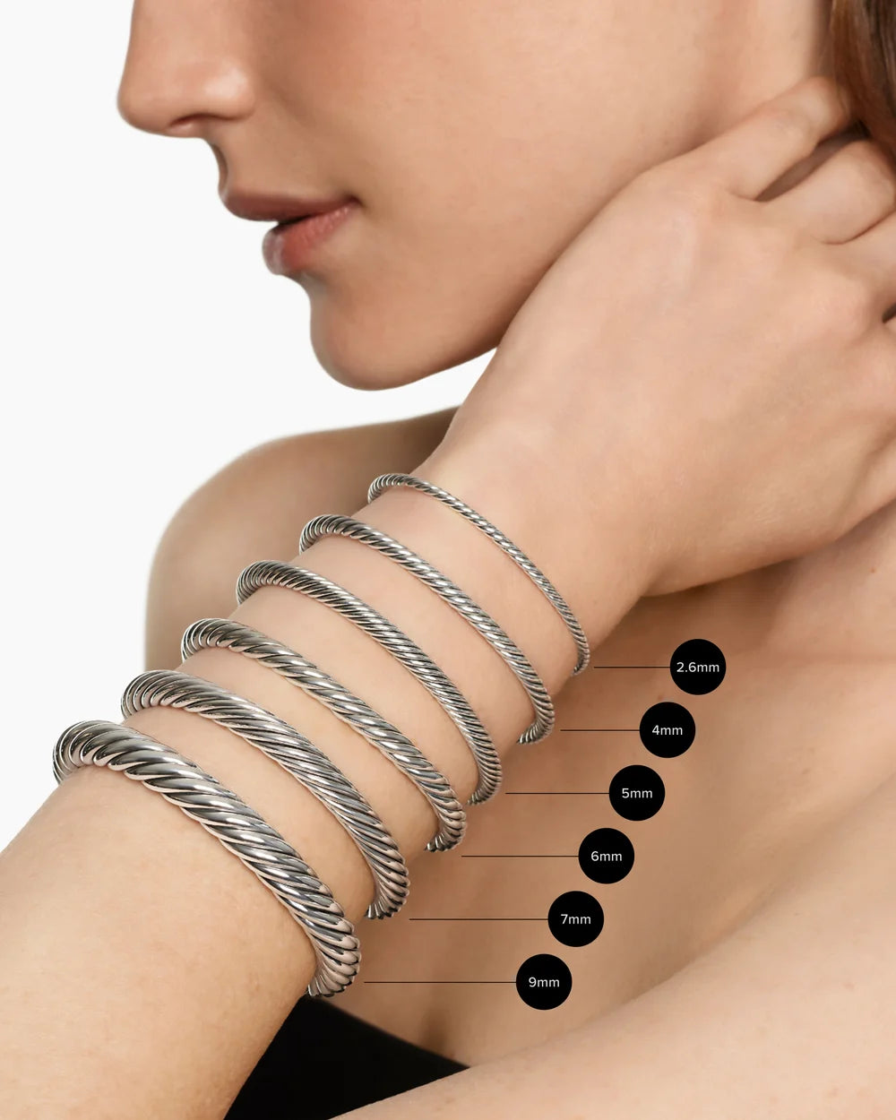 Cable Flex® X Bracelet Sterling Silver with 14K Yellow Gold, 6mm
