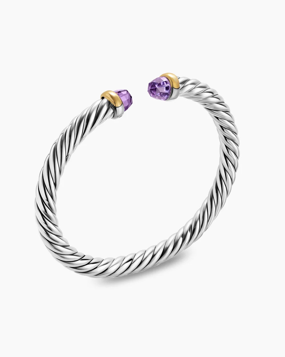 Cable Flex® Bracelet Sterling Silver with 14K Yellow Gold and Amethyst, 6mm