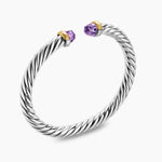 Cable Flex® Bracelet Sterling Silver with 14K Yellow Gold and Amethyst, 6mm