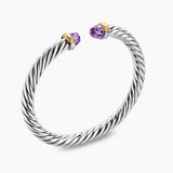 Cable Flex® Bracelet Sterling Silver with 14K Yellow Gold and Amethyst, 6mm