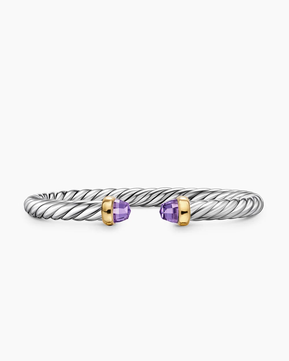 Cable Flex® Bracelet Sterling Silver with 14K Yellow Gold and Amethyst, 6mm