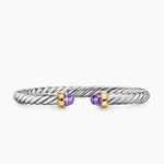 Cable Flex® Bracelet Sterling Silver with 14K Yellow Gold and Amethyst, 6mm