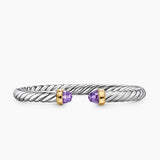 Cable Flex® Bracelet Sterling Silver with 14K Yellow Gold and Amethyst, 6mm