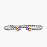 CABLE FLEX® BRACELET Sterling Silver with 14K Yellow Gold and Amethyst, 6mm