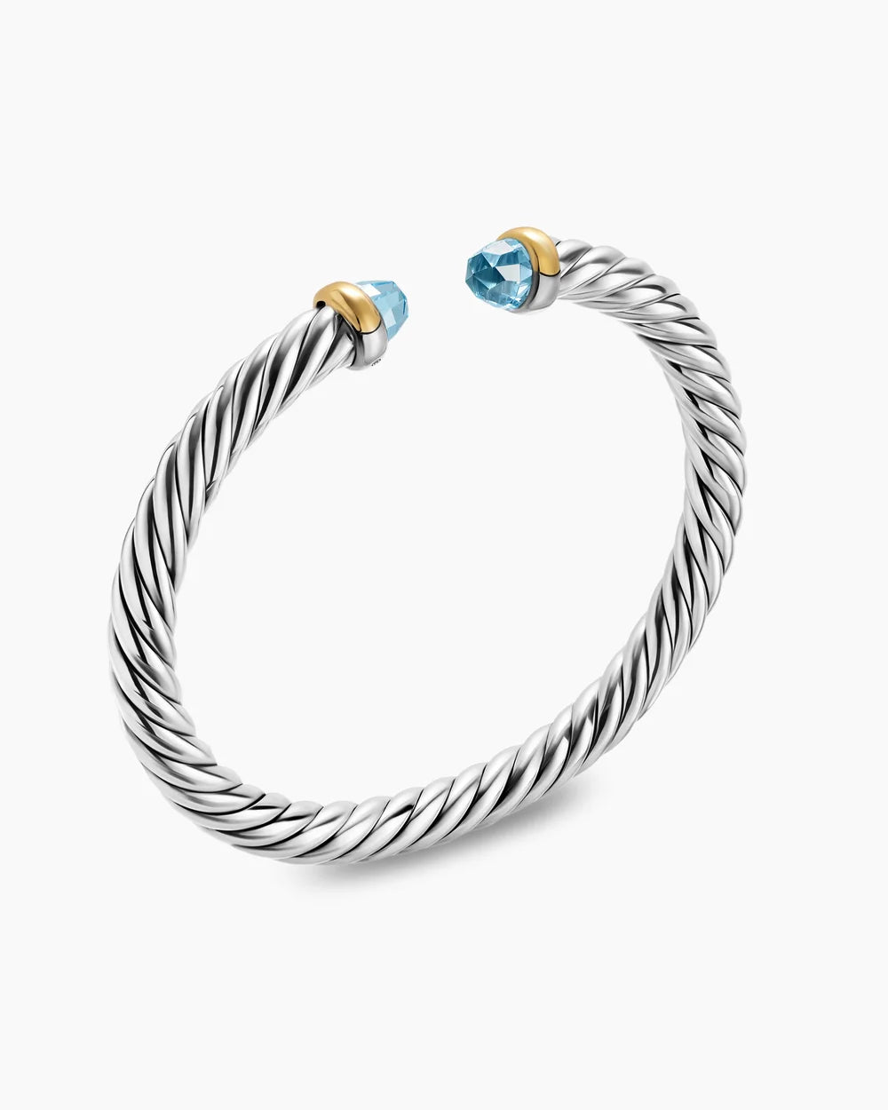 Cable Flex® Bracelet Sterling Silver with 14K Yellow Gold and Blue Topaz, 6mm