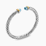 Cable Flex® Bracelet Sterling Silver with 14K Yellow Gold and Blue Topaz, 6mm