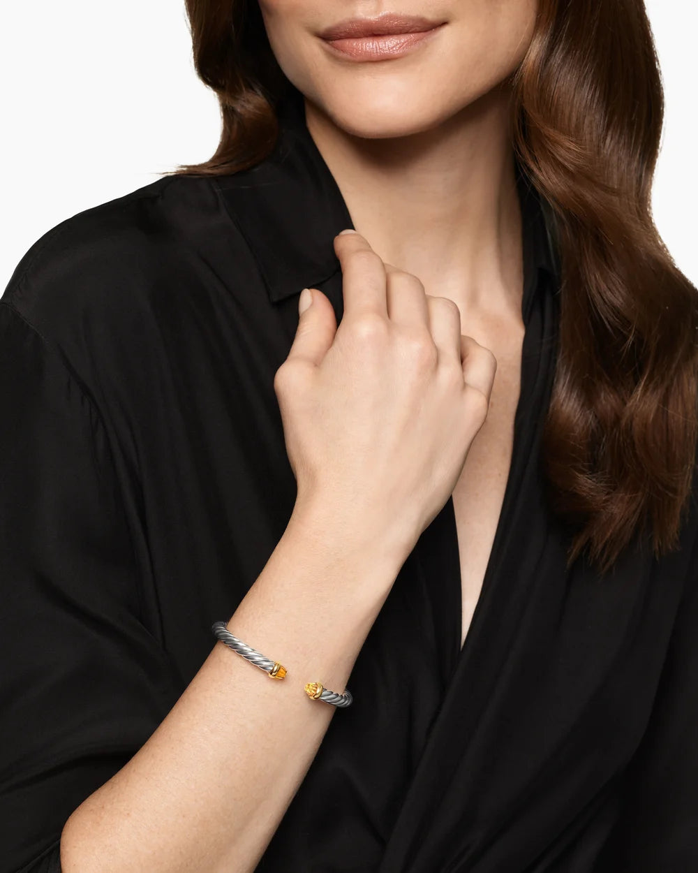 Cable Flex® Bracelet Sterling Silver with 14K Yellow Gold and Citrine, 6mm