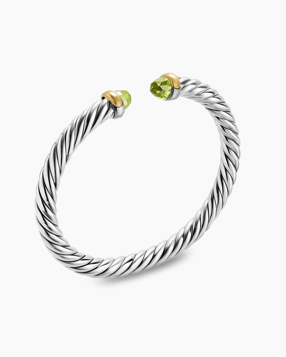 Cable Flex® Bracelet Sterling Silver with 14K Yellow Gold and Peridot, 6mm